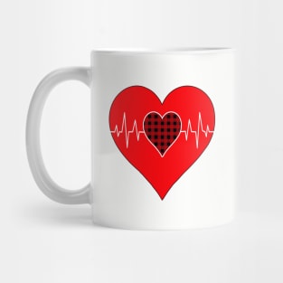 Women’s Striped Plaid Printed Heart Valentine's Day Mug